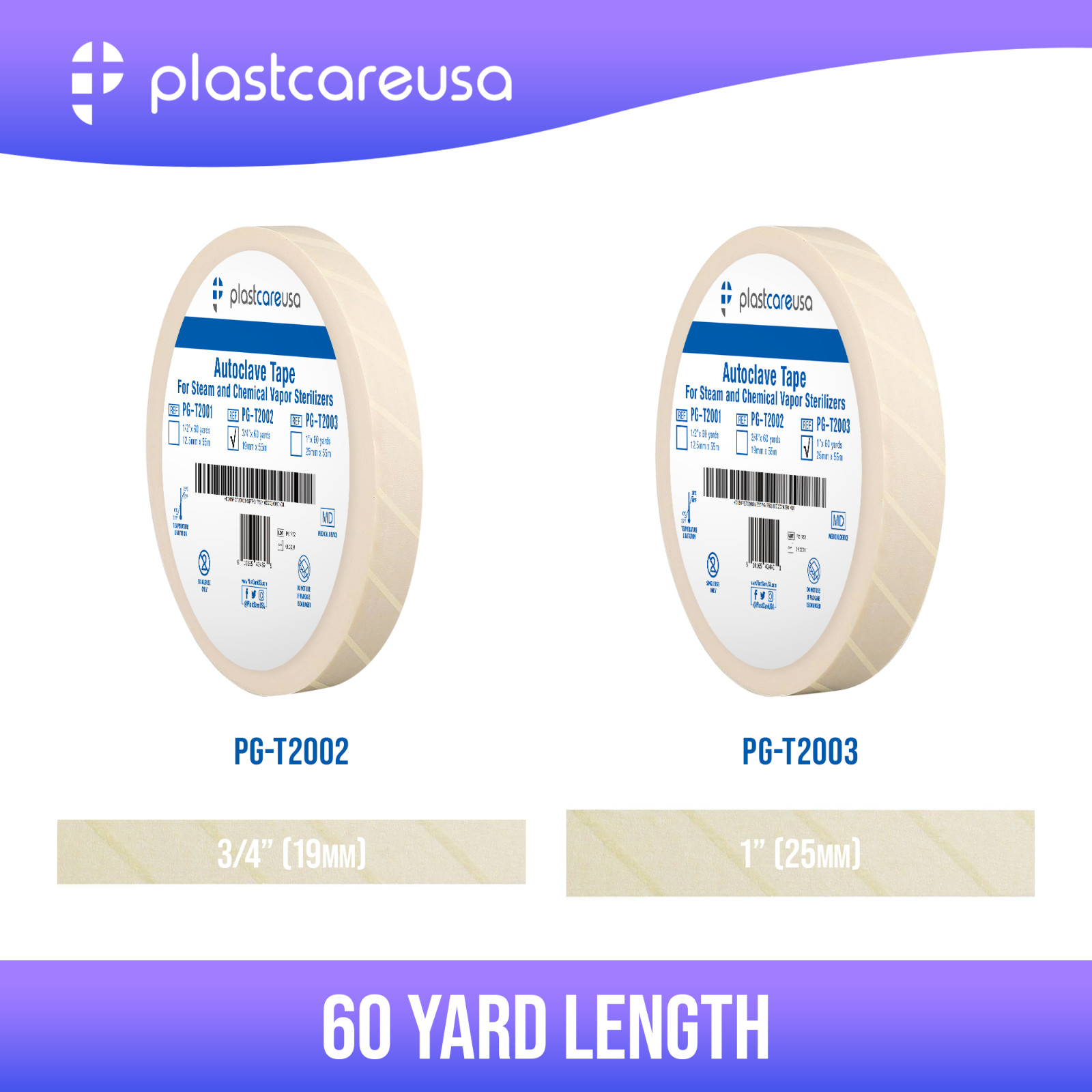 Autoclave Tape 1″ x 60 Yards, Sterilization Indicator Roll for Steam Chemical