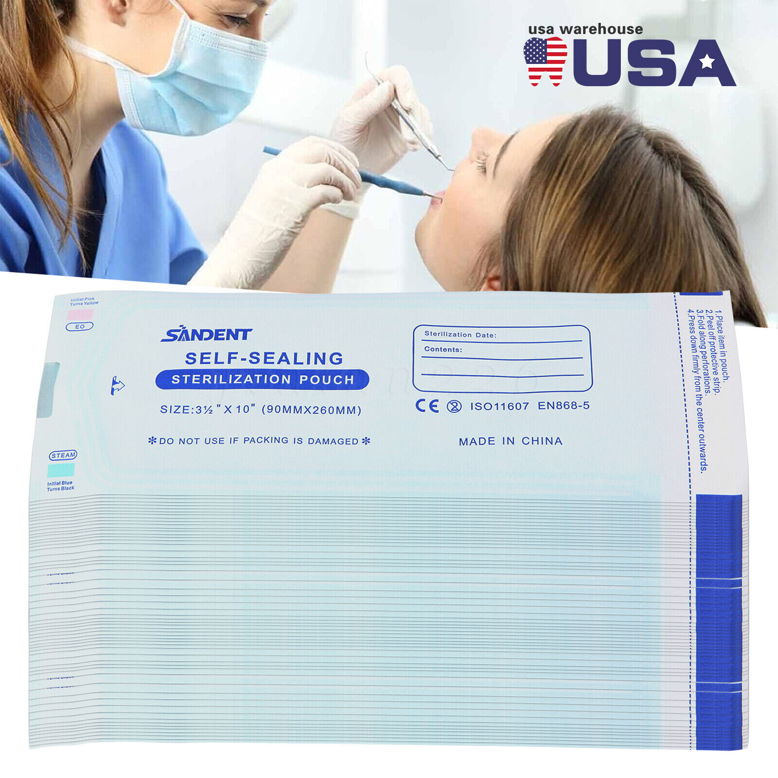 200pcs/Box Self Sterilization Pouches Pouch Autoclave Sterilizer Bags