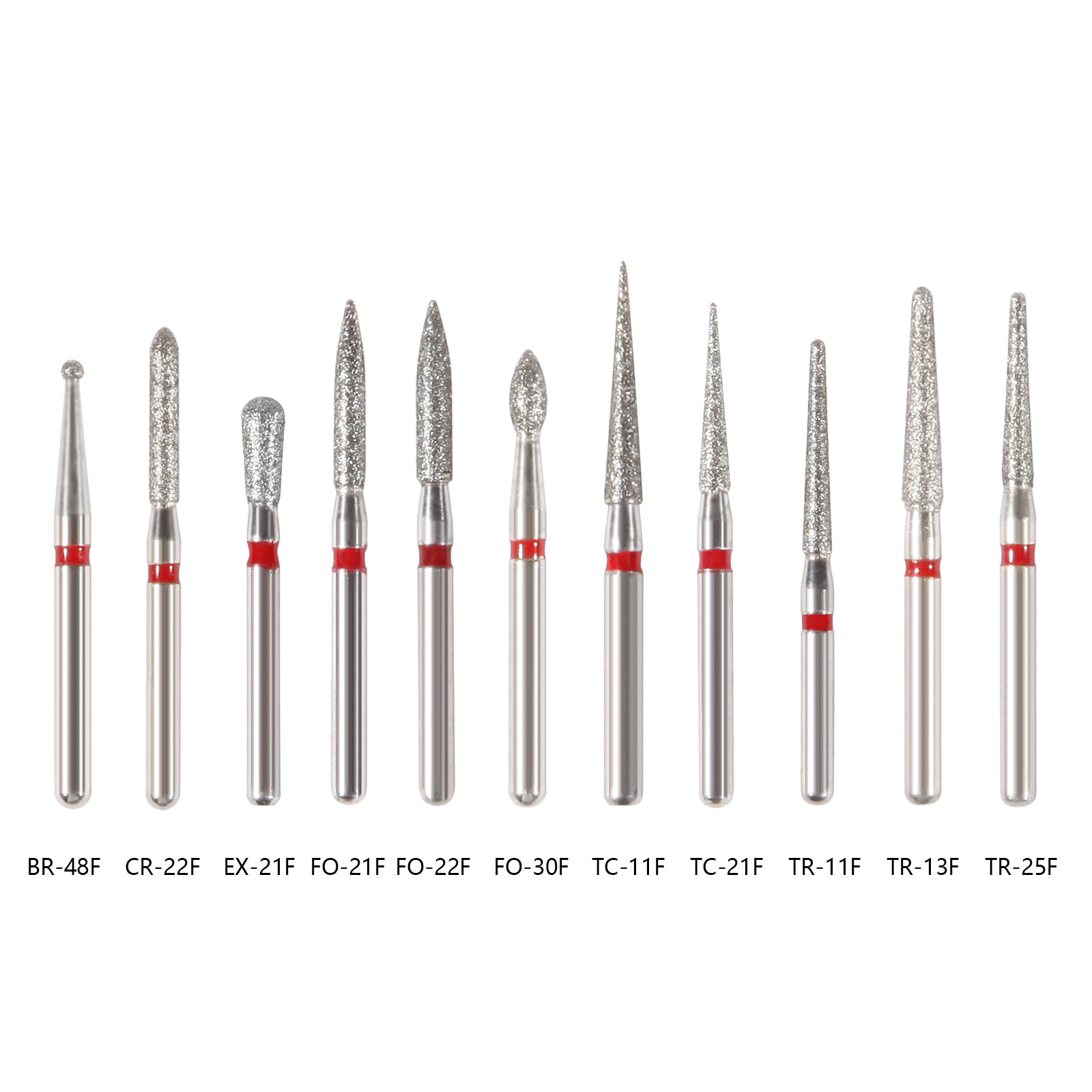 100* Dental Dentist Diamond Burs Bur Bits Drill FG 1.6mm 102 Types High Speed