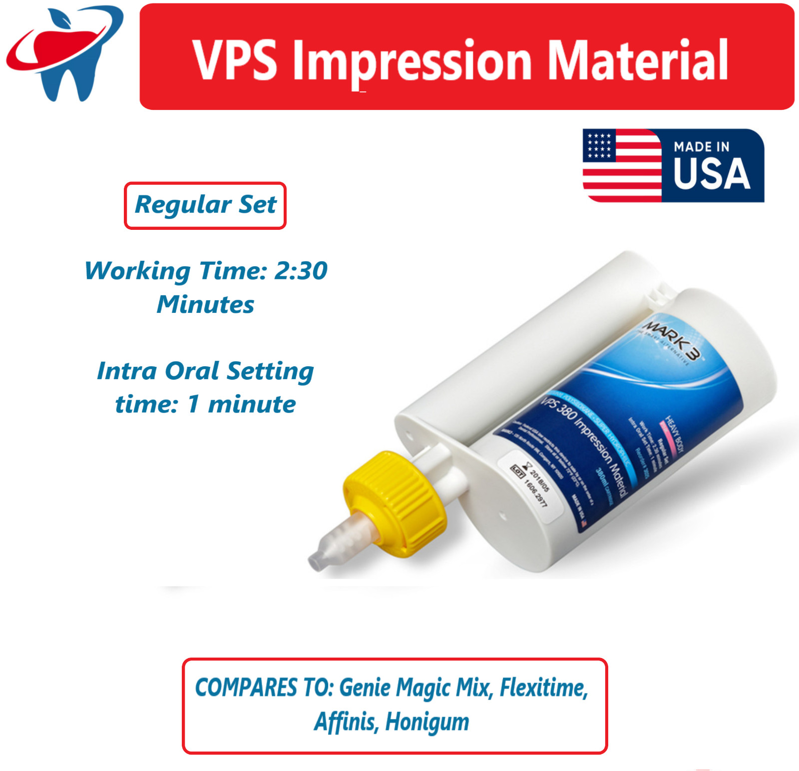 Dental 380ml VPS Impression Material Monophase Heavy Body Fast Set Mint PVS USA
