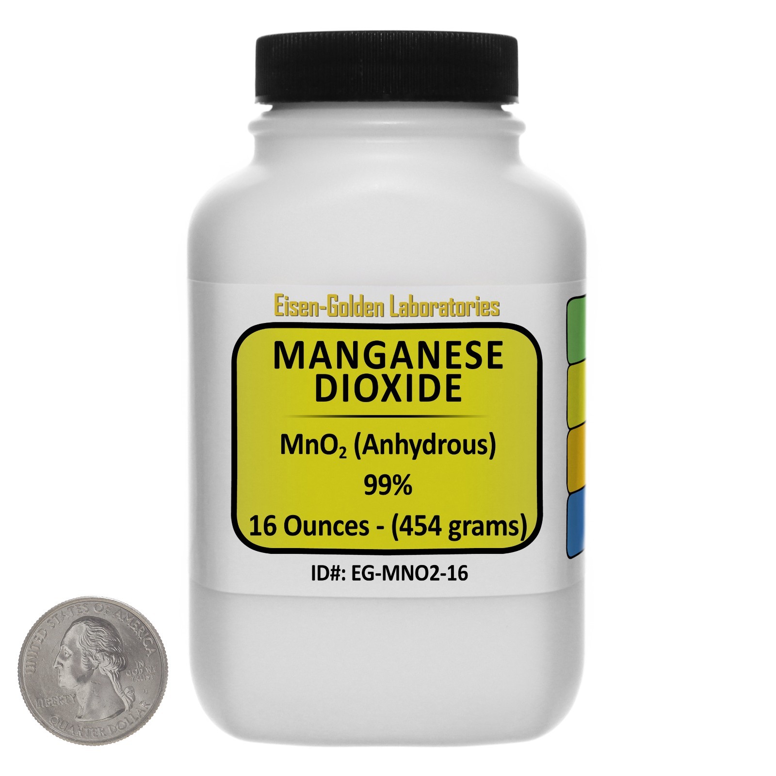 Manganese Dioxide [MnO2] 99% ACS Grade Powder 1 Lb in a Space-Saver Bottle USA