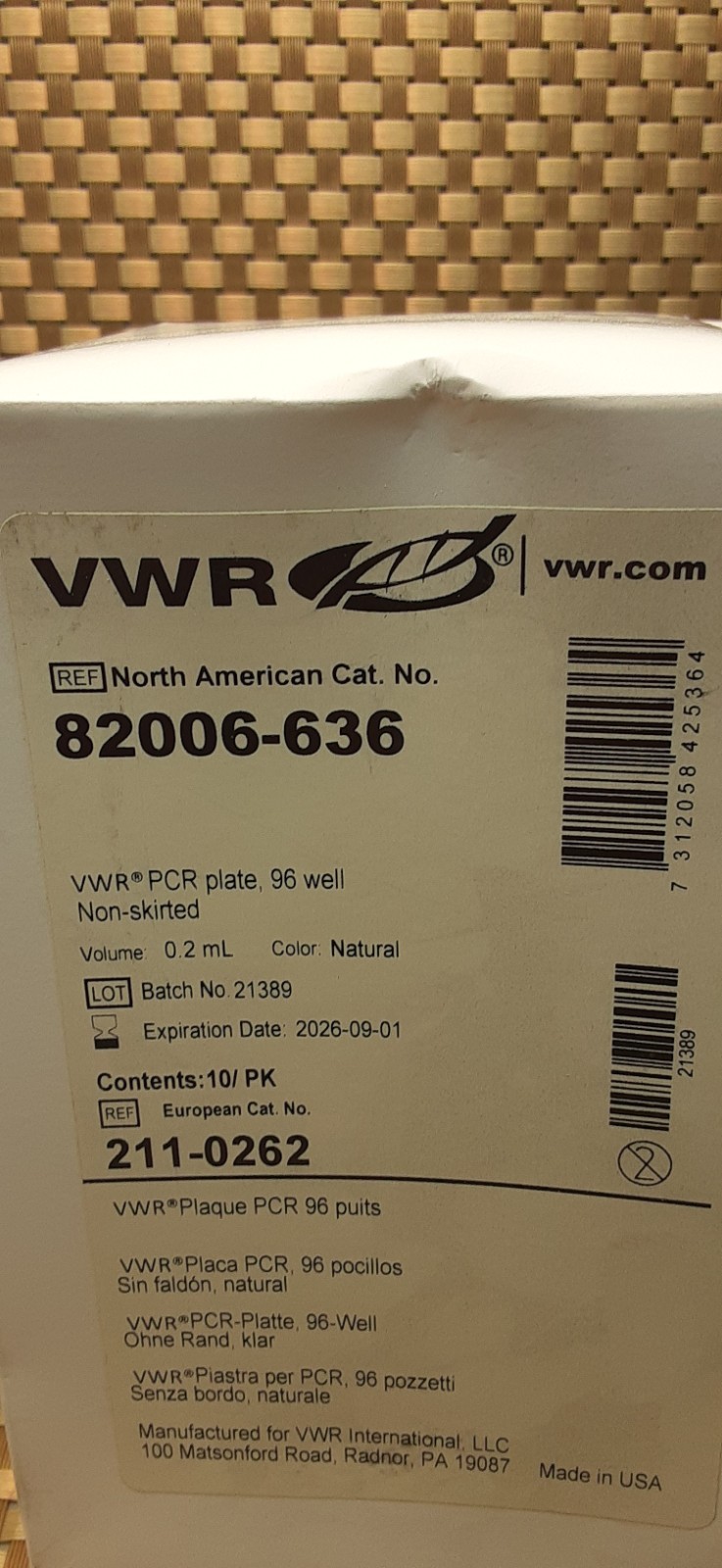 VWR 0.2mL/ 96 -well PCR Plates Natural /Non-Skirted (10 pack) 82006-636 EXP2026