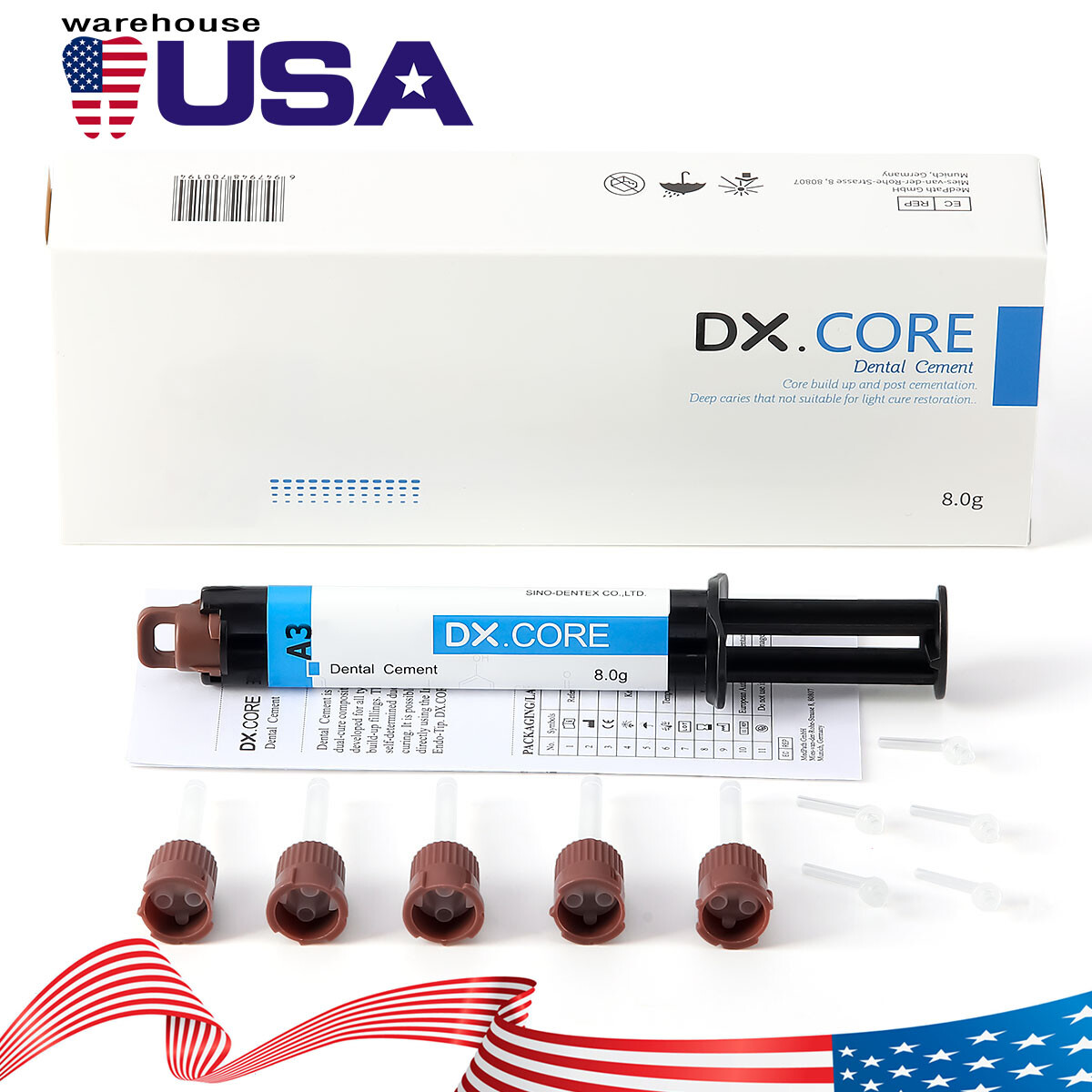Dentex Dental Dual Cure Composite Resin Core Build Up Light Self Cure A3 Syringe