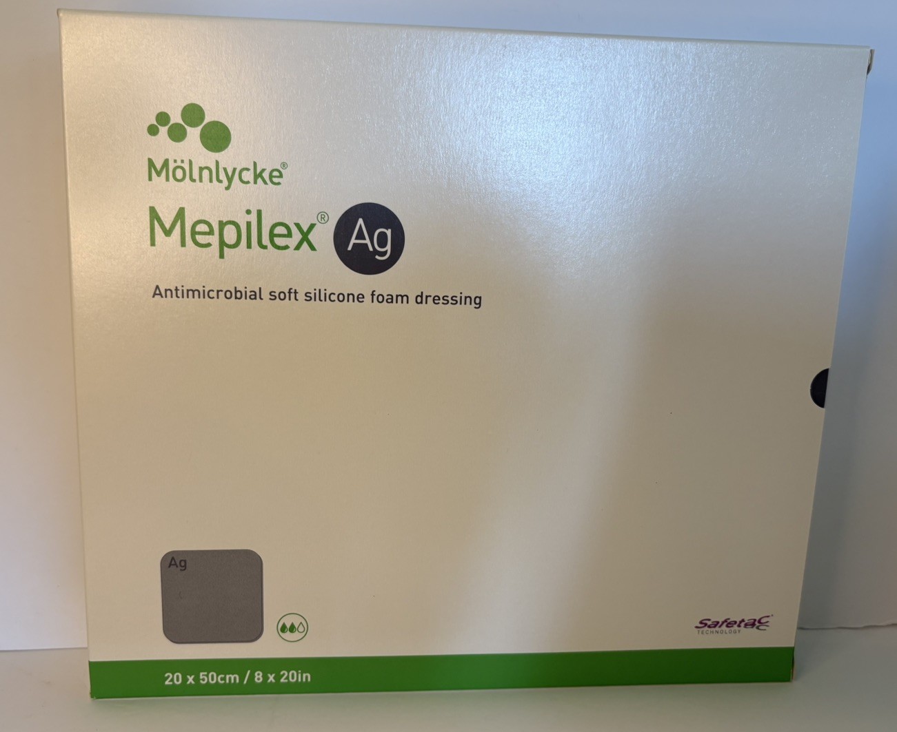 Mölnlycke Mepilex Ag Antimicrobial Silicone Foam Dressing 20x50cm Exp 2/28/2024