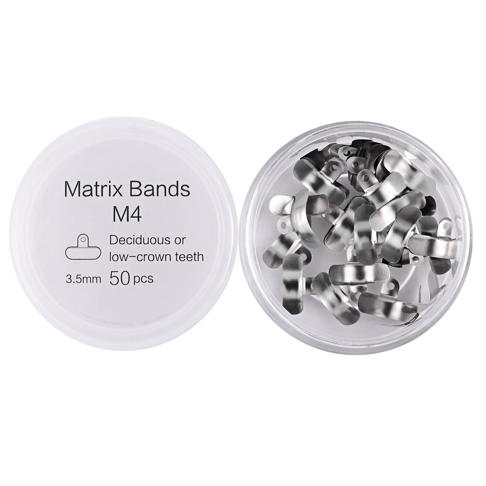 50Pcs Dental Matrix Bands PTFE Coat Sectional Contoured Metal Matrices M4 1.0