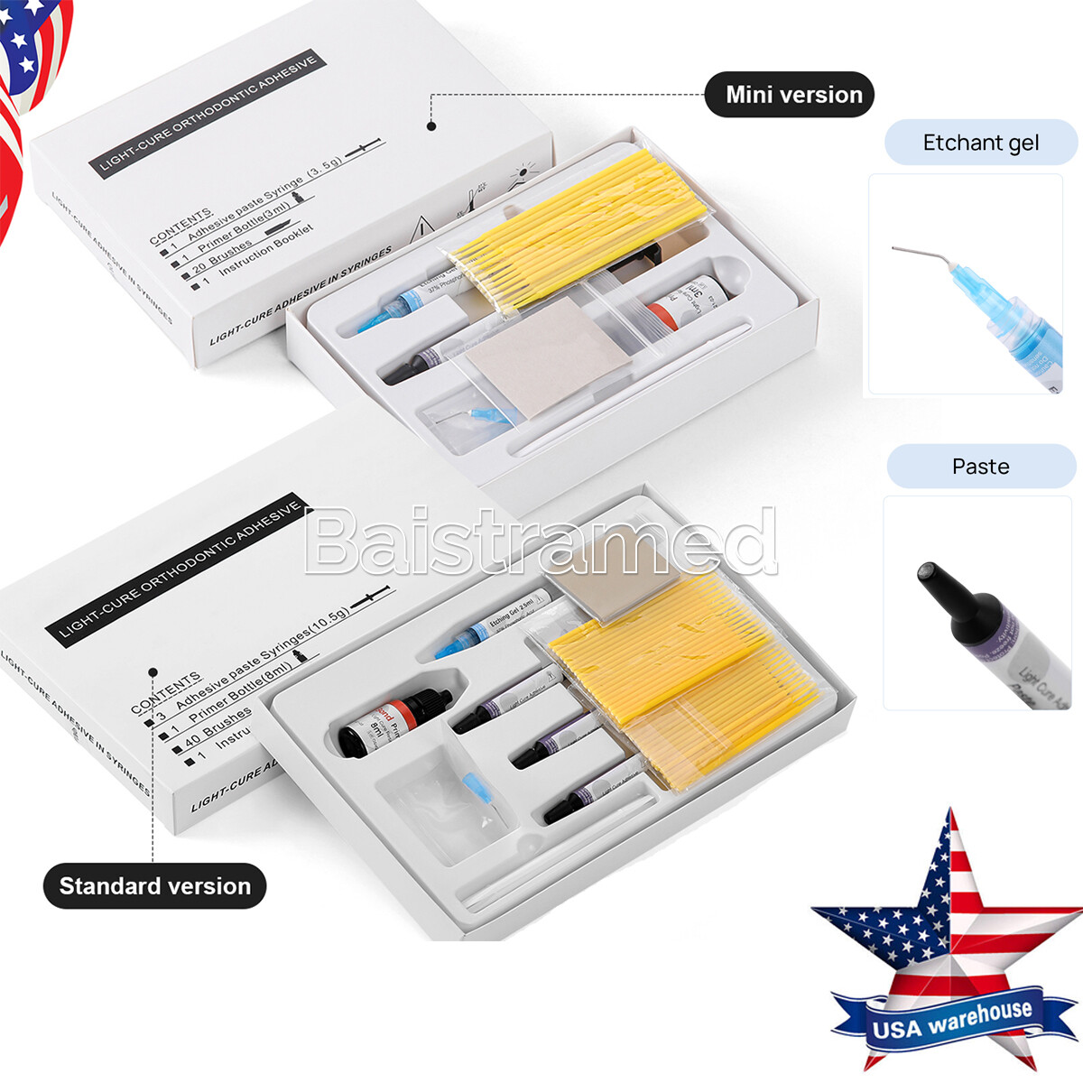 Dental Bracket Braces Glue Ortho Bonding System Light Cure Primer Adhesive Kit