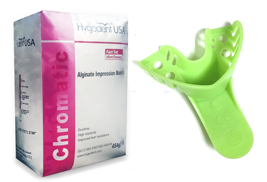 Fast Set Mold Mouth Impression Kit – 1lb Alginate + 12 Anterior Lower Tray