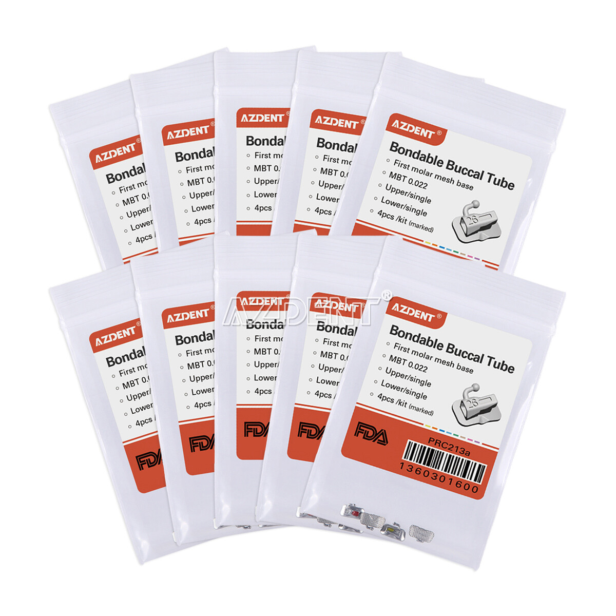 AZDENT Dental 1st Molar MBT 0.022 Buccal Tubes Bondable Non-Convertible U/1 L/1