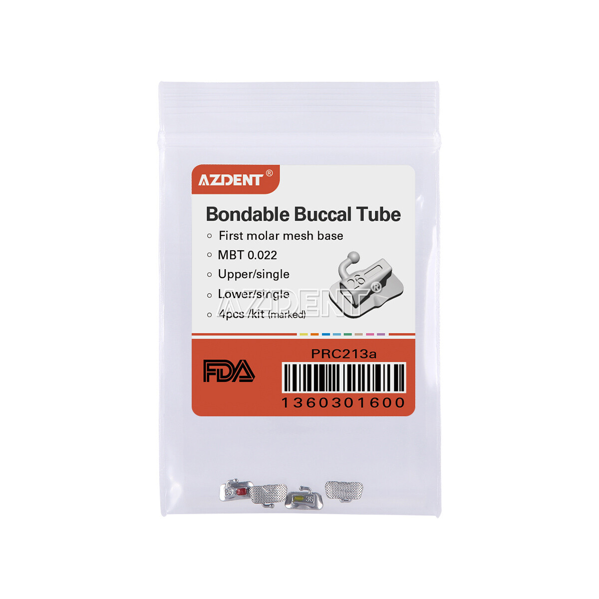 AZDENT Dental 1st Molar MBT 0.022 Buccal Tubes Bondable Non-Convertible U/1 L/1