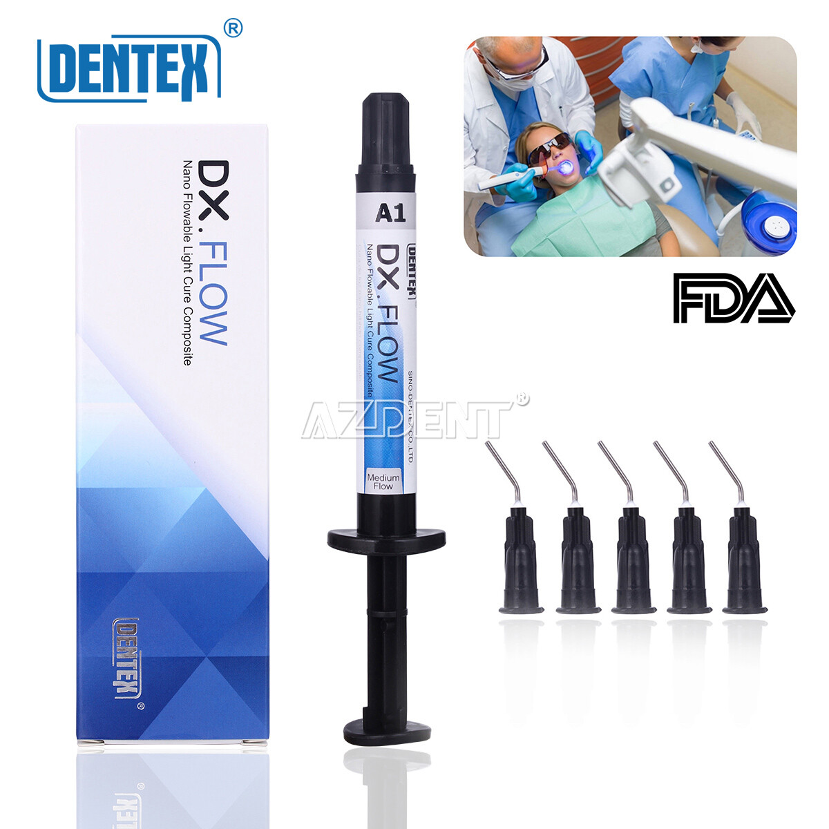 DENTEX Dental Flowable Light Cure Composite Resin Medium Flow A1/A2/A3 3g