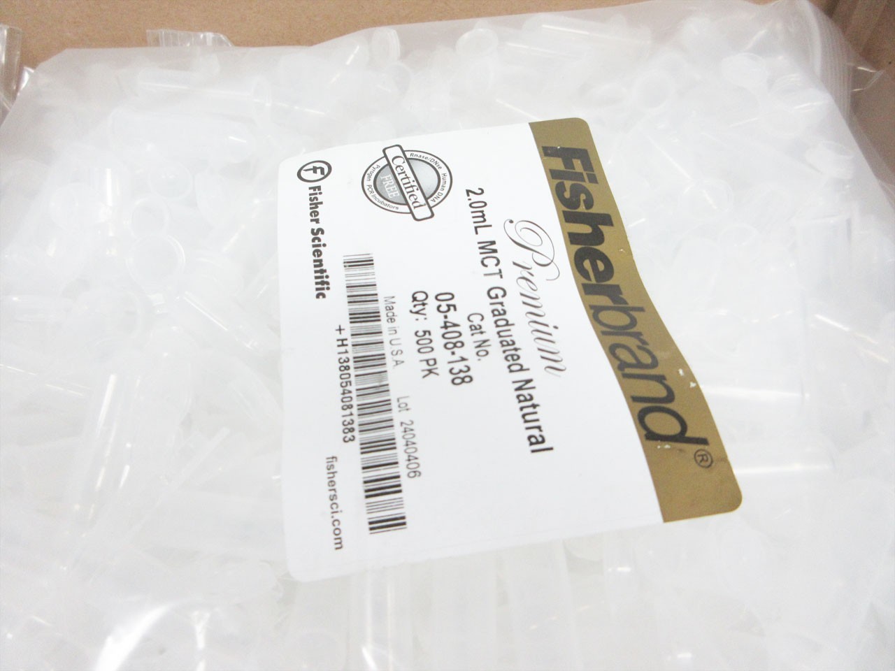 CASE (4500) FISHERBRAND 05-408-138 MICROCENTRIFUGE TUBE 2.0mL CENTRIFUGE MCT