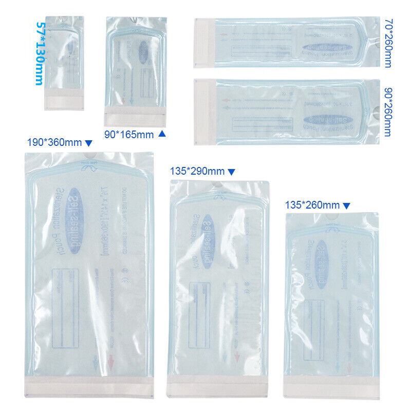 200Pcs/Box Dental Autoclave Disposable Sterilization Self-Sealing Pouches 6 Size