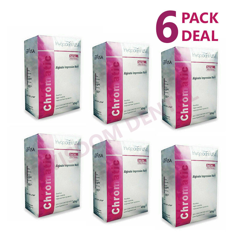 6 x 1LB Hygedent Alginate Dental Impression Material Chromatic Fast Set