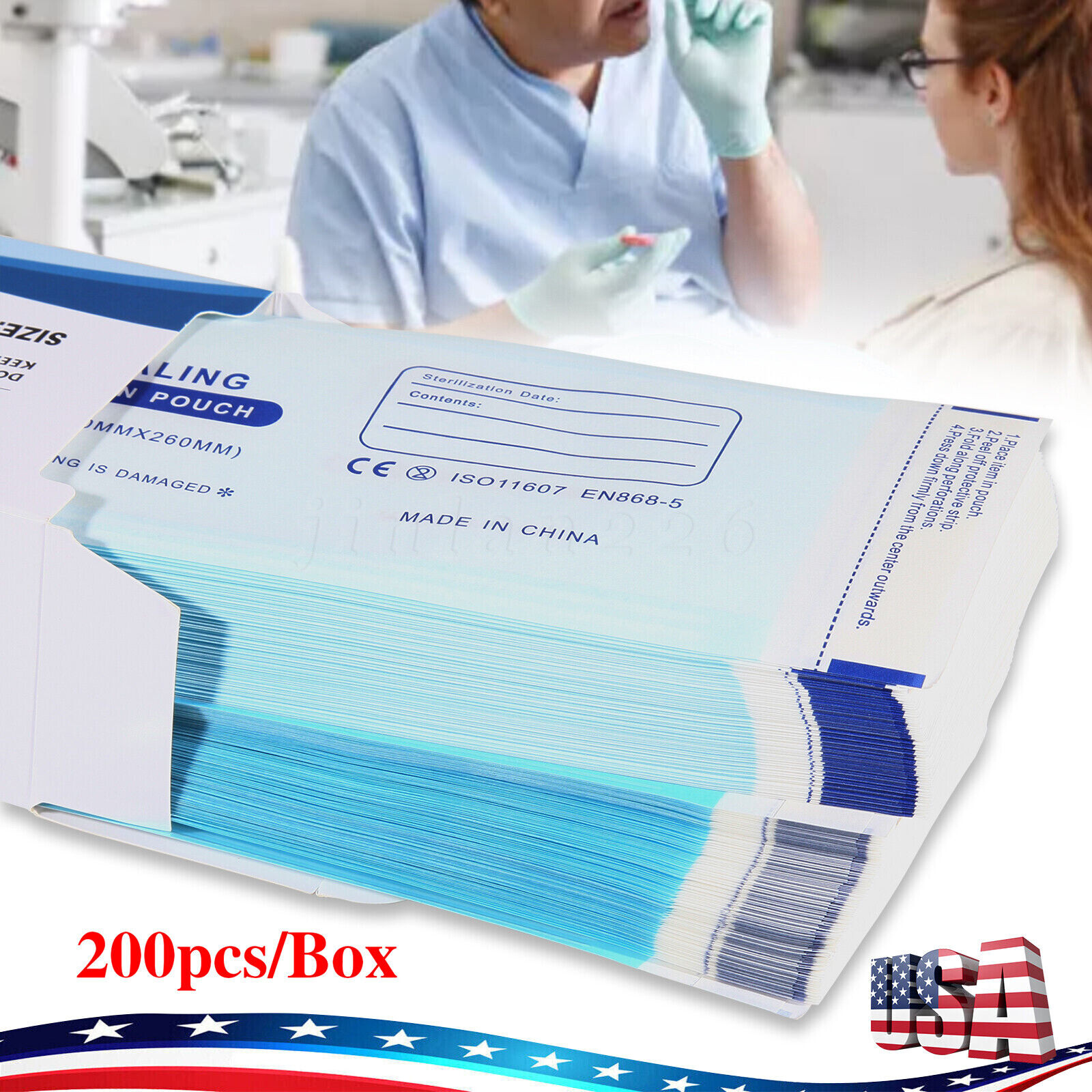 200pcs/Box Self Sterilization Pouches Pouch Autoclave Sterilizer Bags