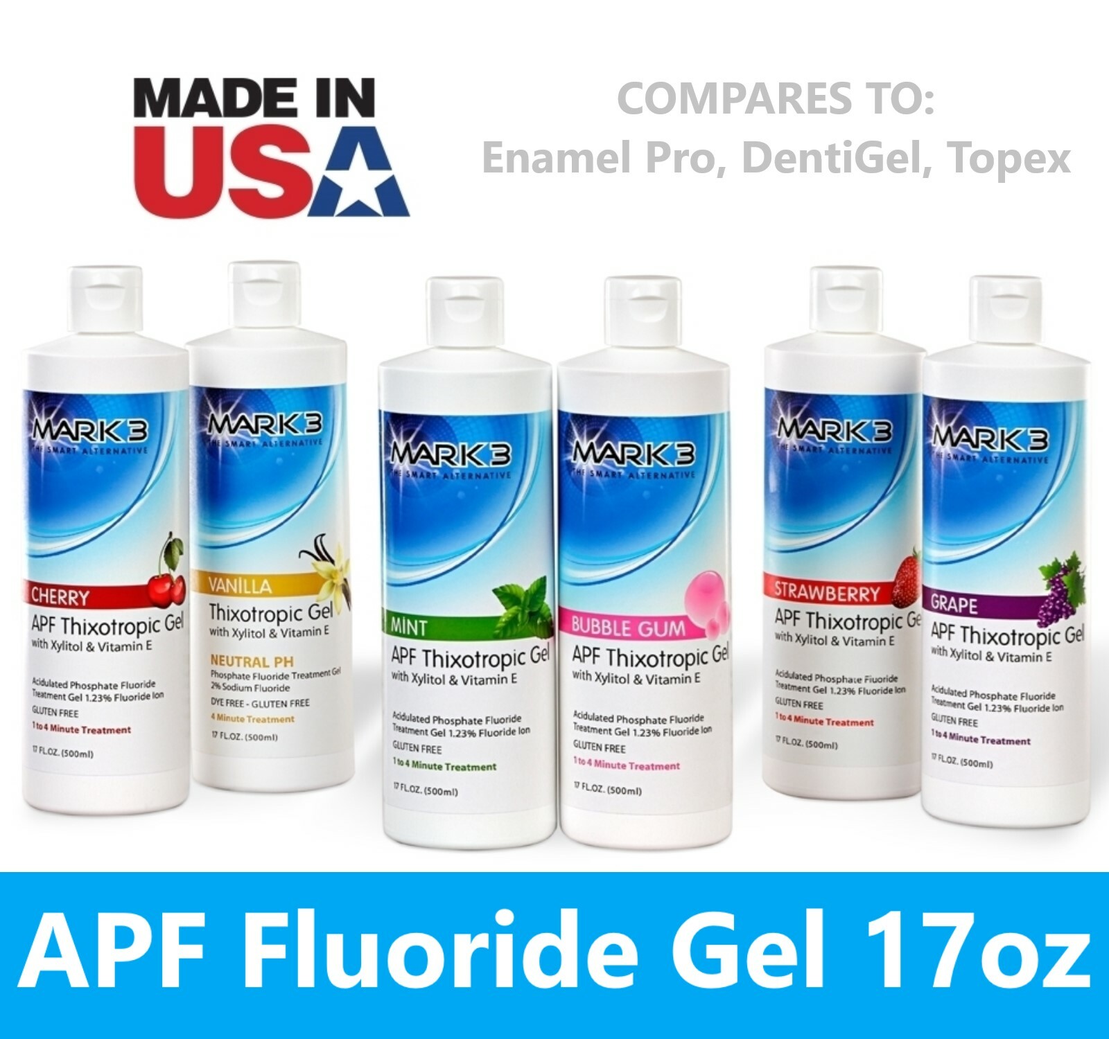 Dental Fluoride Gel Dental APF Thixotrophic Fluoride 1.23% 17 oz., 1-5 Pack USA