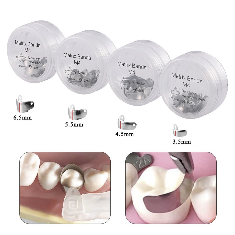 50Pcs Dental Sectional Contoured System Metal Matrices RefillMatrix Bands M4