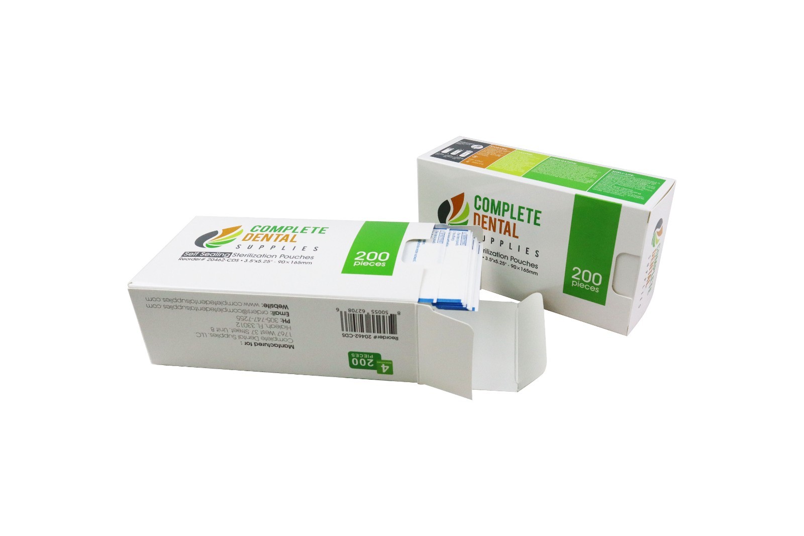 Self Sealing Sterilization Pouches 3.5″*5.25″, 90×(135+30)mm, 200 pcs / box.