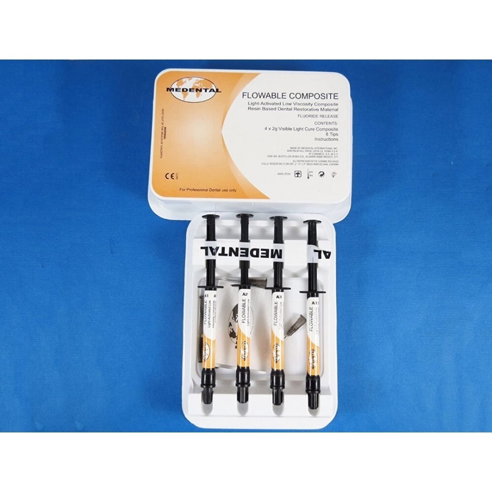 Resin Composite Light Cure Flowable Kit A3 /4 Pcs Set Refill 2g Each MEDENTAL
