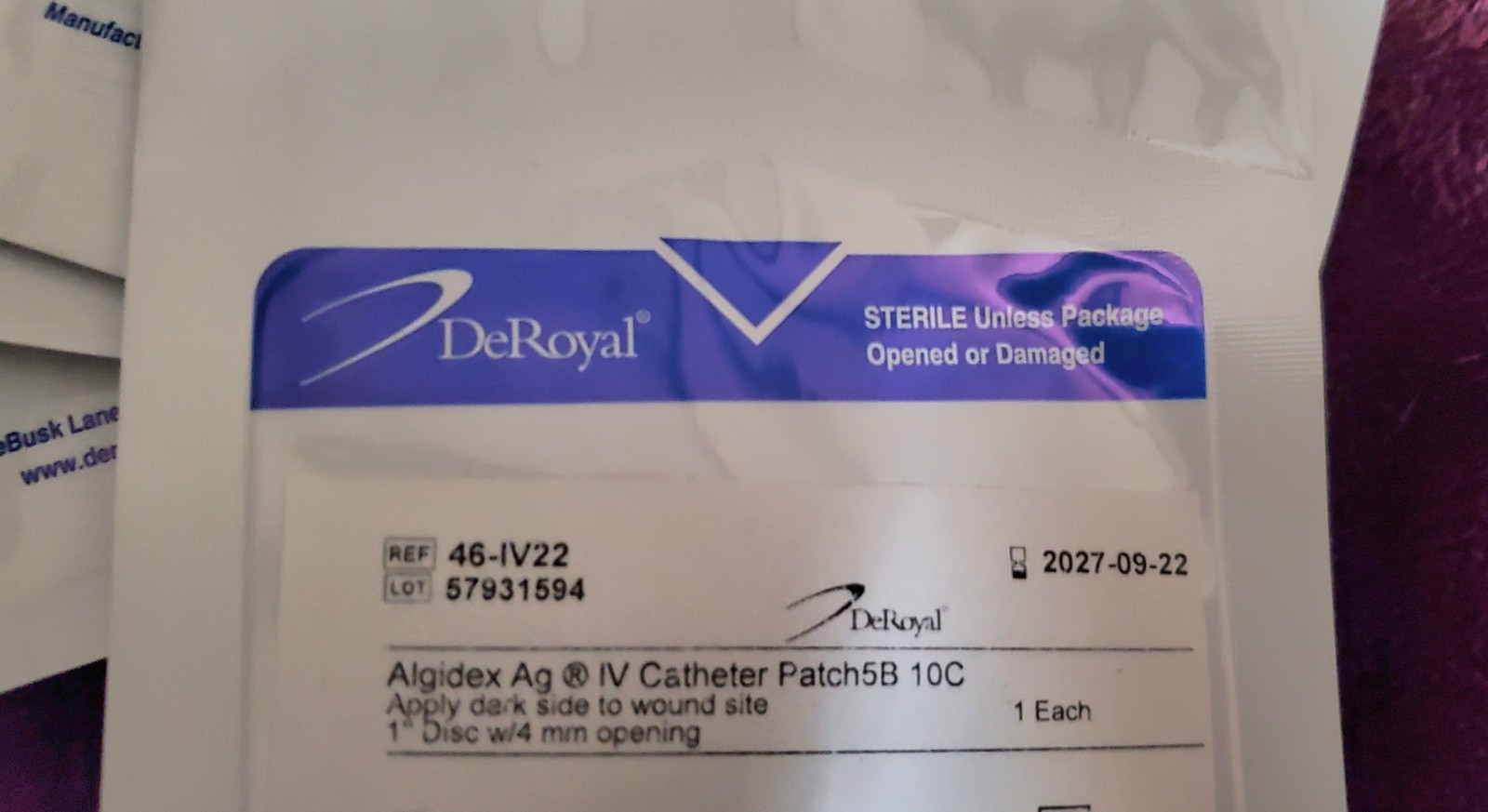 (8X)Algidex AG ANTIMICROBIAL IV DRESSING 1in Disk, 4mm Hole