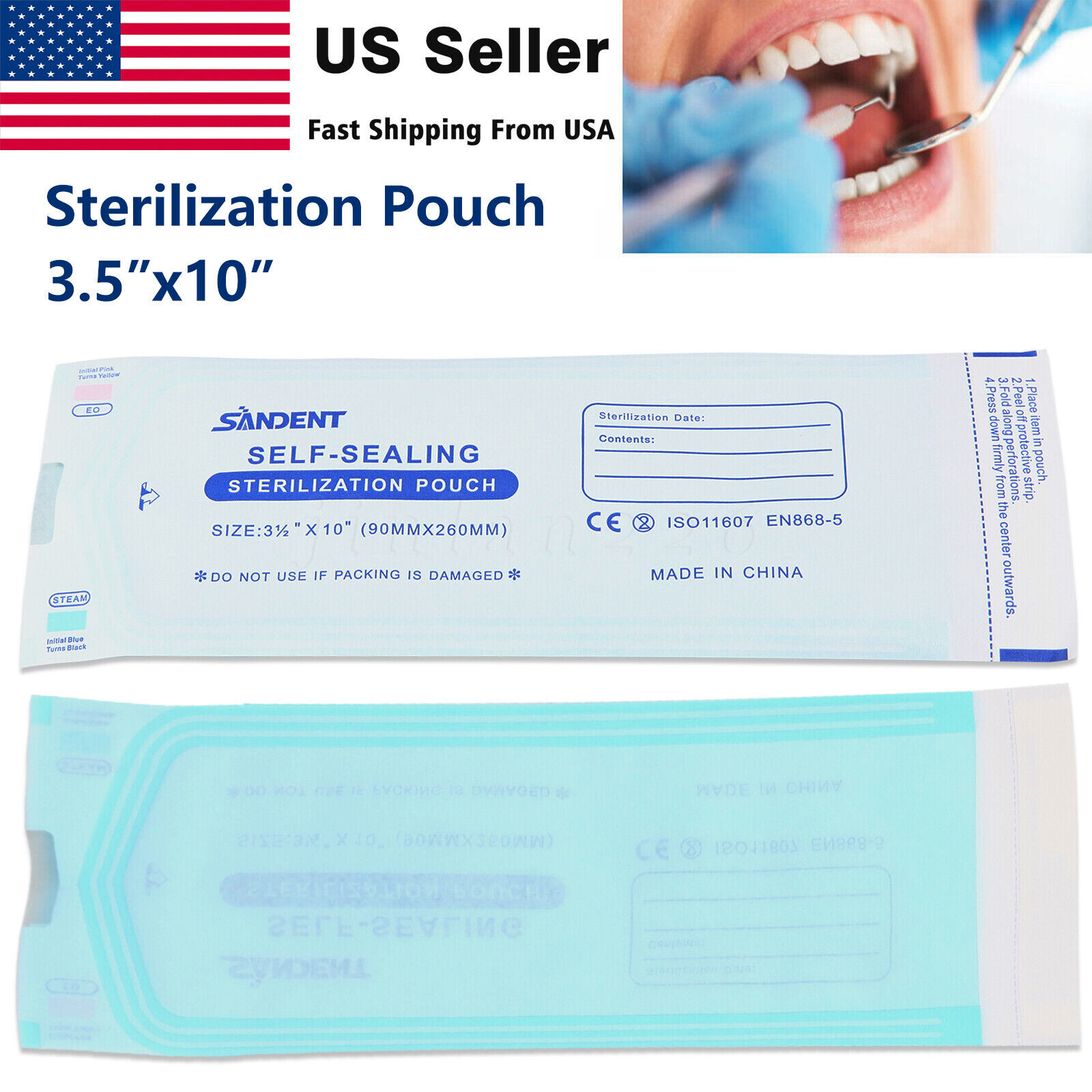 200pcs/Box Self Sterilization Pouches Pouch Autoclave Sterilizer Bags