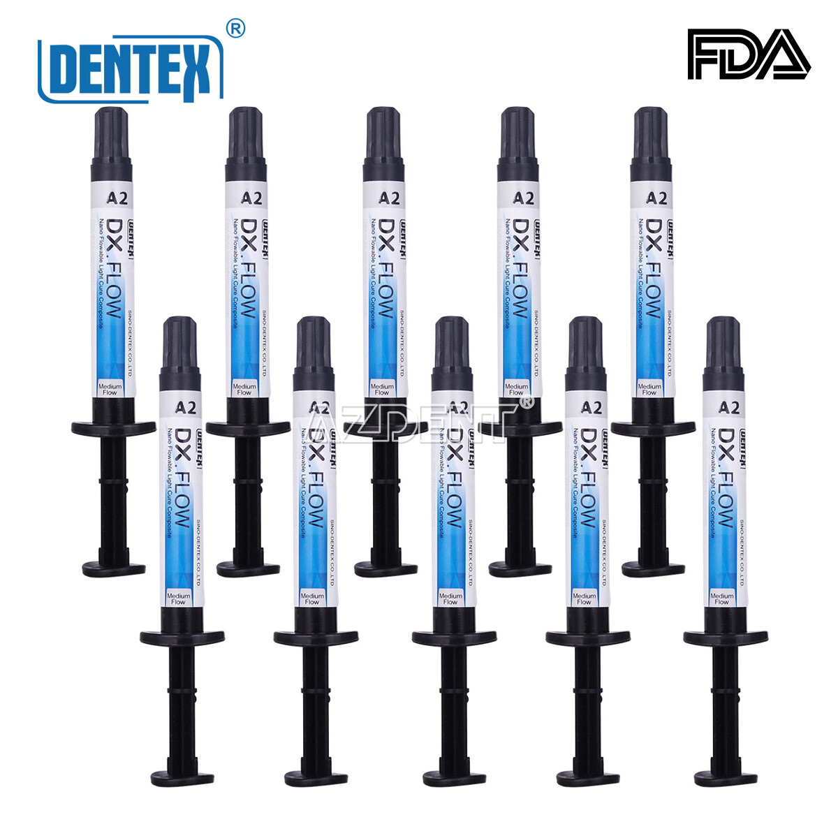 DENTEX DX.FLOW Dental Flowable Light Cure Composite Resin A2 3g Medium Flow